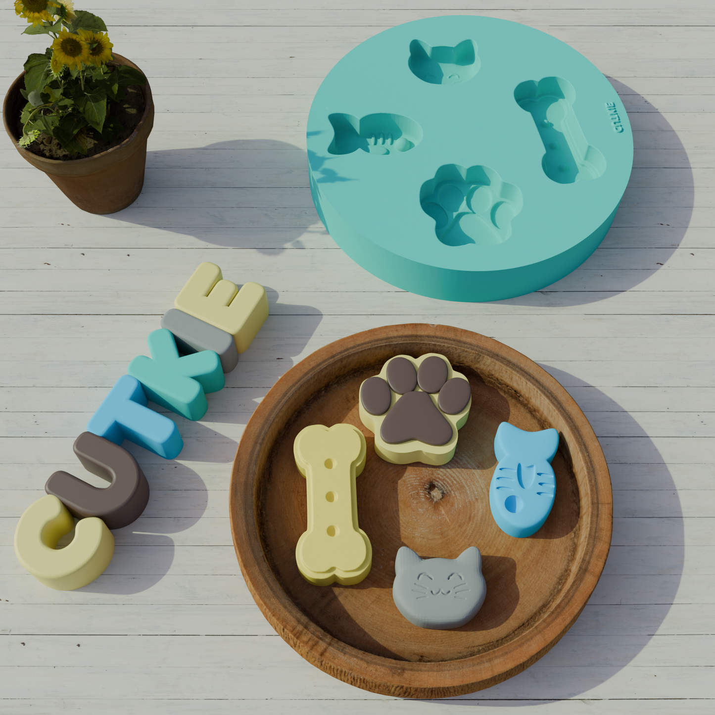 Molde de silicón para fondant Mascotas