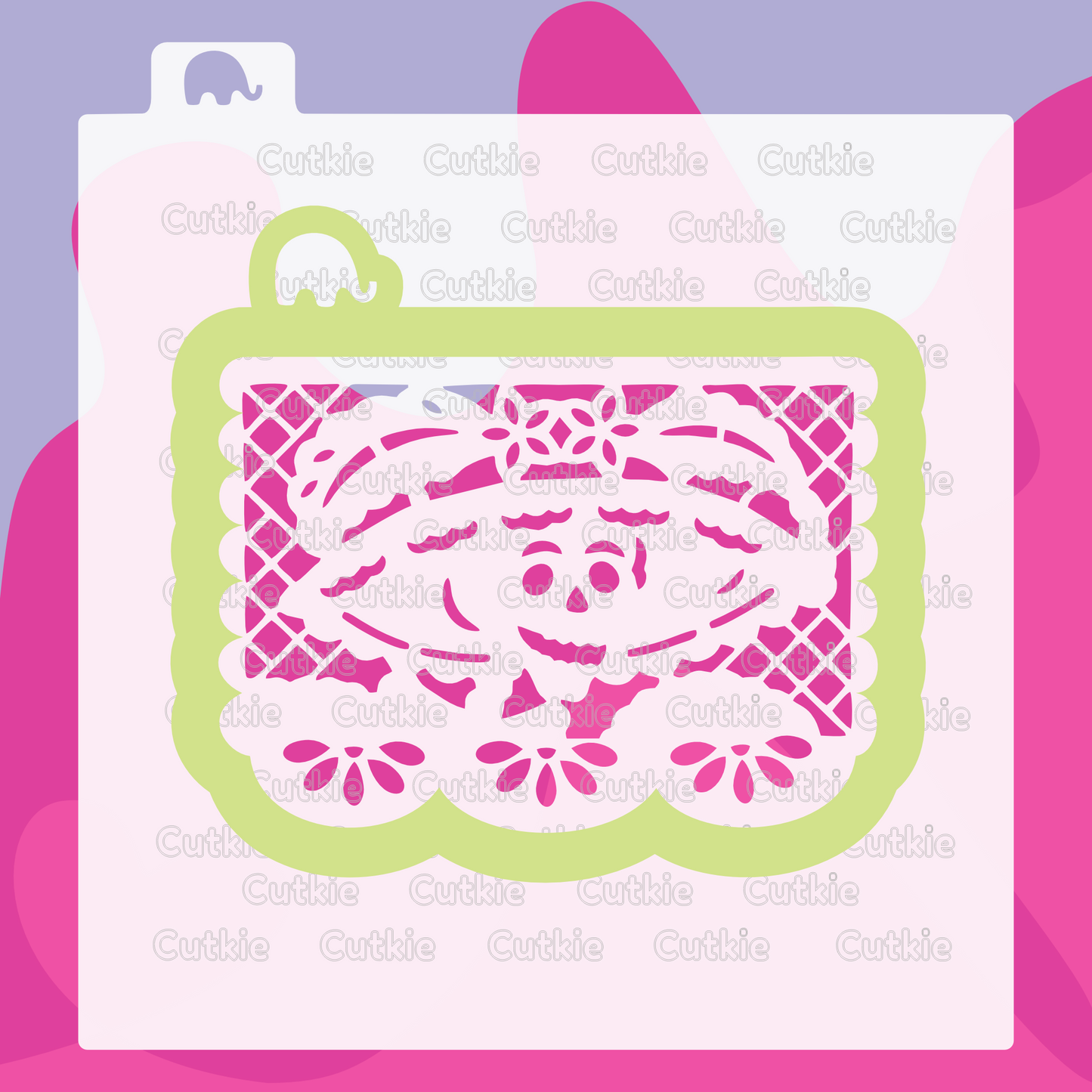 Papel picado catrina con sombrero