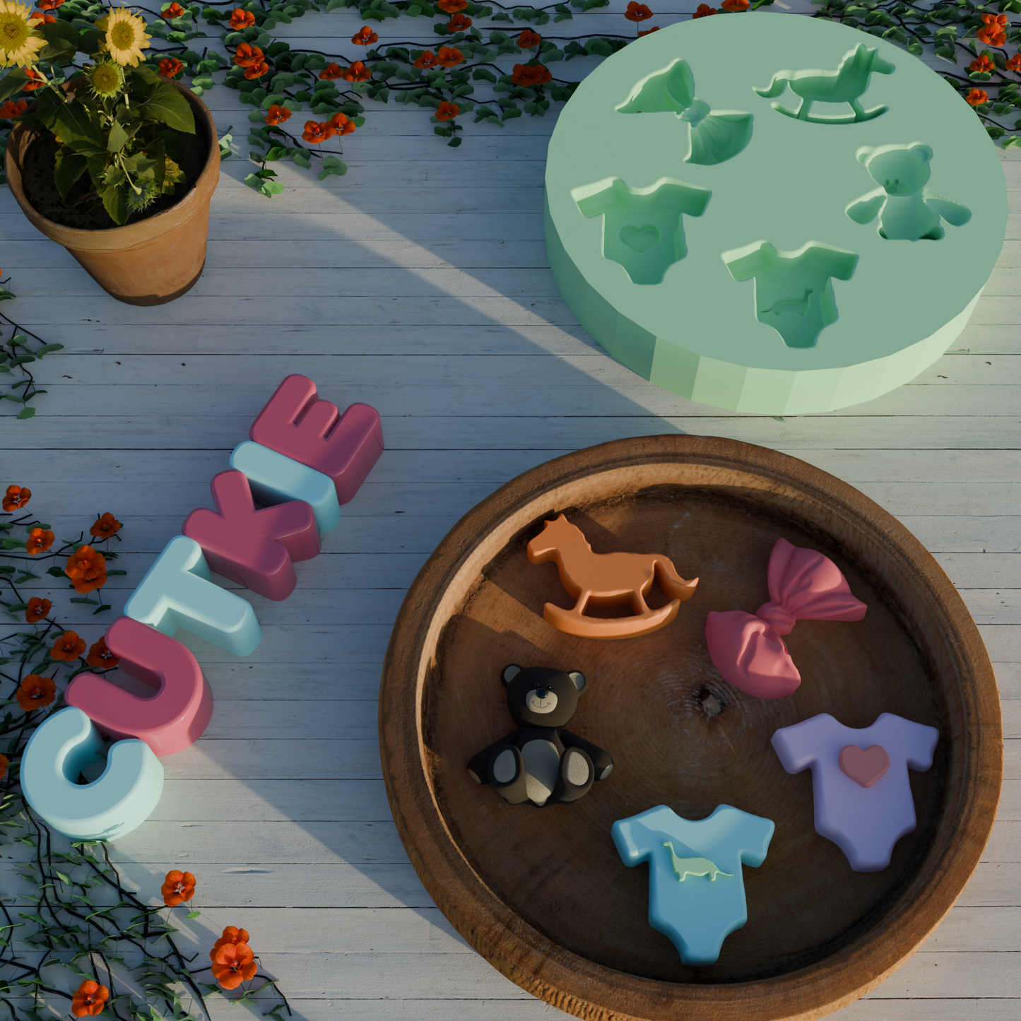 Molde de silicón para fondant Bebés 2