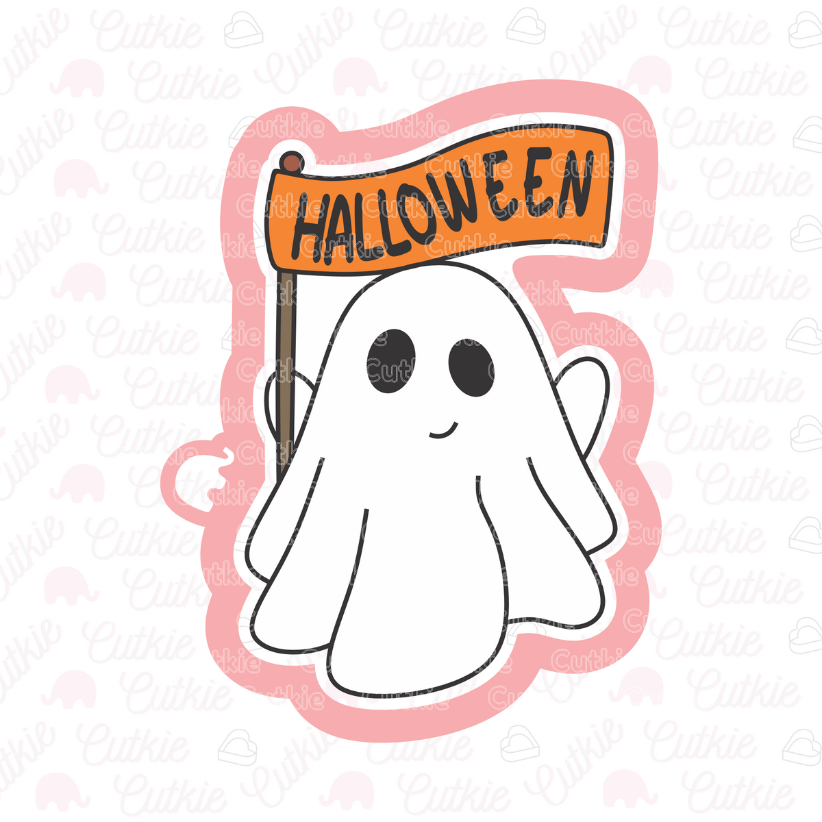 Fantasmita con banderín halloween