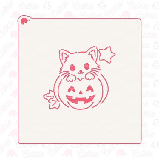 Stencil gatito en calabaza