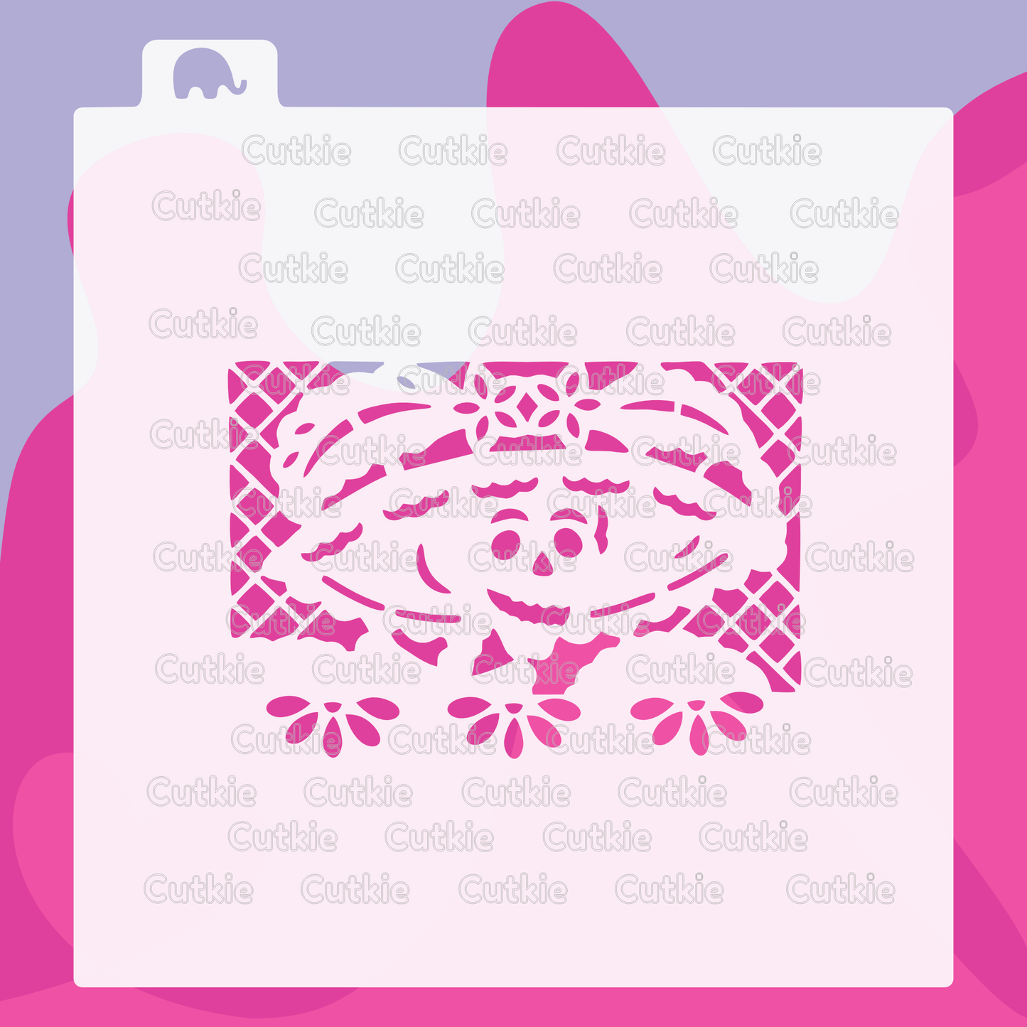 Papel picado catrina con sombrero