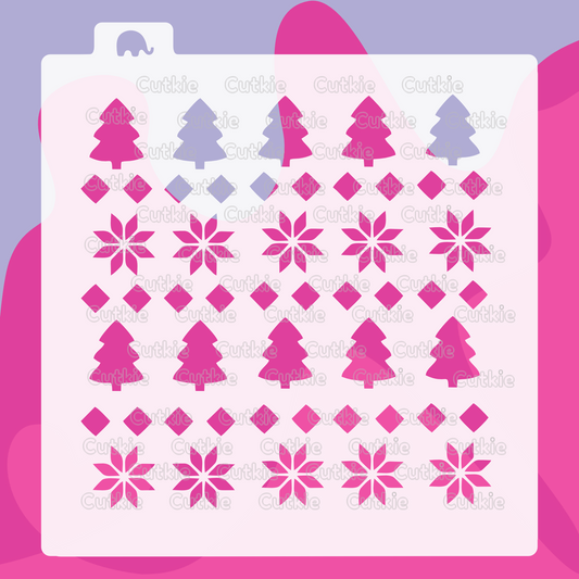 Patrón pinos y nochebuenas