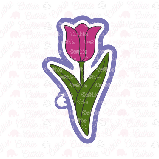 Flor tulipán hojas largas