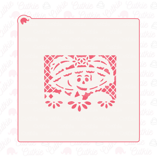 Papel picado catrina con sombrero